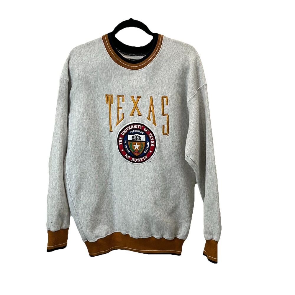 VTG Legends Athletic University of Texas UT Embroidered Ringer Sweatshirt Size L